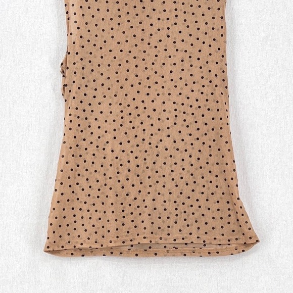 ENZA COSTA Mesh Sleeveless Top Womens Medium Tan Nude Black Polka Dot Shirt NEW - Picture 12 of 16